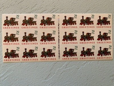US Stamps SC# 2791a Toy Locomotive 29c Booklet pane of 18 p#V1111 MNH 1992 - Image 1 of 2