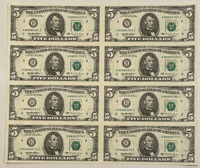 1995 $5 88880204 HI Block Prosperity Sheets Lucky Money - Image 1 of 2