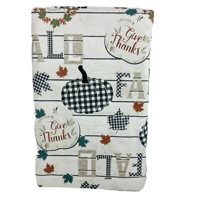 Fall Farmhouse Vinyl Tablecloth Buffalo Plaid Pumpkins Leaves Country 52x70 New - Image 1 of 4