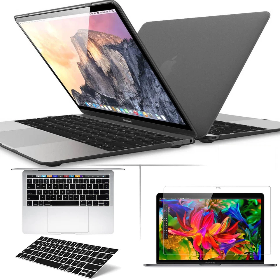 Cubierta rígida negra/limpia con clip a presión para Apple Macbook Pro/Air 13 con Touch ID Foto 1 de 4