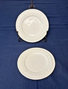 Anthropologie Portuguese Rope & Chain Ironstone Salad Plates White - Set of 2 - Picture 1 of 4