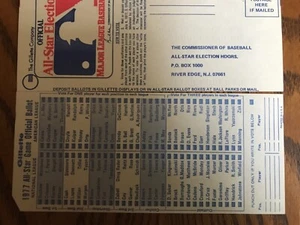 1977 MLB All Star Game Ballot Vintage Baseball Gillette Company Vote - Picture 1 of 1