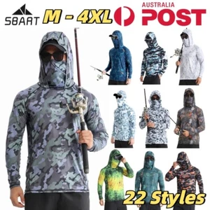 Sbart Fishing Clothing Hoodie Long Sleeve T-Shirt Quick Dry UPF50+ Mask Outdoor - Picture 1 of 39