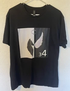 Mens Black Graphic T Shirt Angel Wings Size Large - Picture 1 of 8