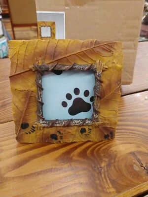 Resin Bear Tracks/Leaf Hunting Lodge 5x5 Frame for 2 1/2" x 2 1/2" Picture - NIB - Image 1 of 3
