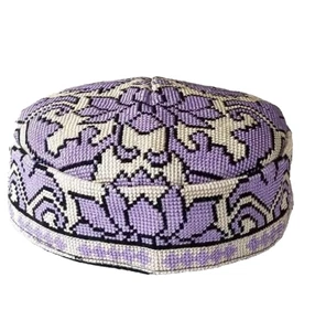 UZBEK IROQI TRIBAL HAND EMBROIDERED SILK HAT - UNISEX - APPROX 21.75" - Picture 1 of 4