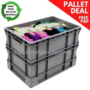 20x 90 Litre Large Heavy Duty Grey Plastic Euro Storage Container Boxes Box Bins - Picture 1 of 4