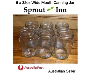 6 X 32oz Wide Mouth Sprouting Glass Jars Canning Mason Preserving Storage - Picture 1 of 6