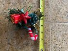 Vintage Holiday Christmas Ornaments  Candy Cane Present Star Pine Cone