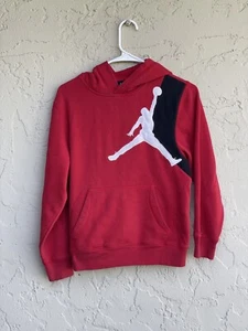 Boys Youth Nike Jordan Hoodie Sweatshirt Medium 10-12 Years Black Red Hood - Picture 1 of 9