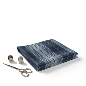 Men's Blue Yarn-Dyed Plaid 100% Cotton Mill Made Fabric – 180 GSM, 58" Wide - Picture 1 of 7