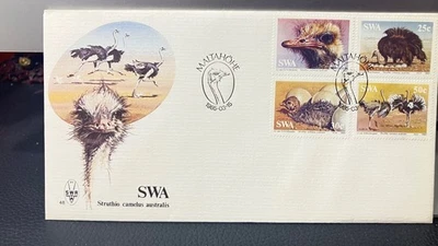 Необычный Юго-Западная Африка FDC Sc. 536-539, страусиные марки, 1985 - Изображение 1 из 4