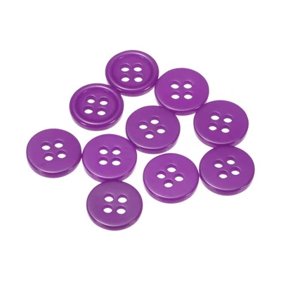 10 botones de costura 18L 15/32" resina redondos planos 4 agujeros botones artesanales, púrpura Foto 1 de 4