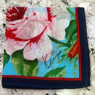 ARTE VINTAGE JAPÓN ENORME ROJO ROSA AZUL PAÑUELO MUJER BOLSILLO CUADRADO ALGODÓN 17"#W270 Foto 1 de 3