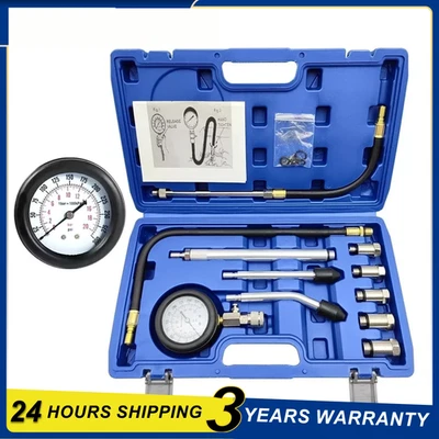 11PCS Petrol Engine Compression Tester Kit Fuel Cylinder Pressure Gauge Tool Set - Image 1 of 4