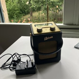 ✨Robert's Retro Mini Radio with Lead - Black Leather And Gold - Picture 1 of 6