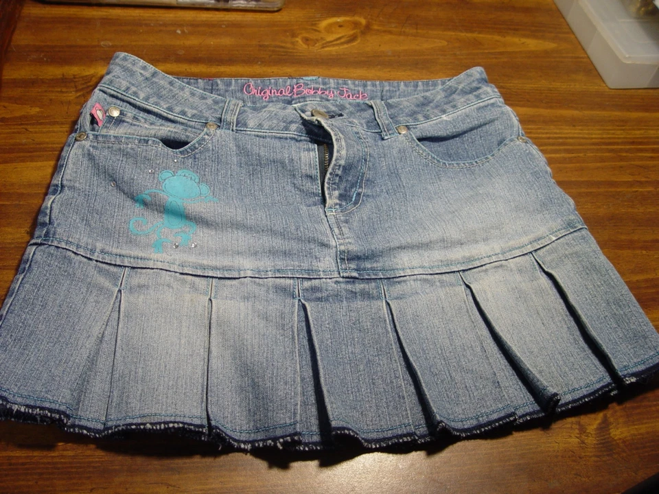 Bobby Jack Y2K джинсовая юбка девочек размер 14 обезьяна винтажный - Изображение 1 из 4