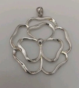 Vintage 925 Sterlingsilber 2" offenes Design Blume Rose Statement Anhänger Schmuck - Bild 1 von 9