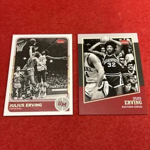 Julius Erving - 2011-12 Fleer Retro #25 & 2013-14 Fleer Retro #36 UMASS - Foto 1 di 13