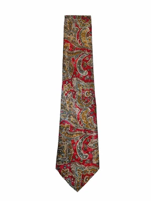 Vintage Oleg Cassini Men's Neck Tie Italy Shiny Red Paisley - Image 1 of 4