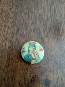 Vintage Religious Virgin Mary Baby Jesus Christ Button Pinback PA5 - Picture 1 of 2
