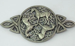 Rare Vintage JJ Jonette Celtic Horse Brooch – Mythical Knotwork Design – Signed - Picture 1 of 15