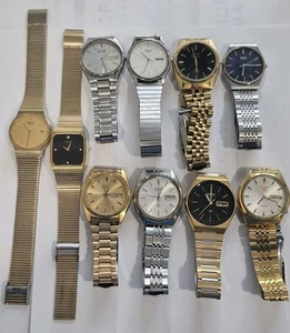 9 Seiko Men's wrist watches SQ Quartz needs battery, please read - Picture 1 of 12