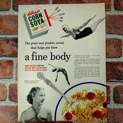 Kellogg's Corn Soya - Acrobatics Diving - 1950 Original Retro Vtg PRINT AD - Image 1 of 4