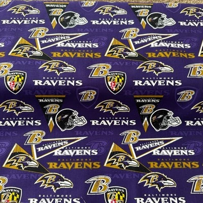 BALTIMORE RAVENS NFL Football DESIGN 100% COTTON 1/2 YARD NEW Fabric - Image 1 of 2