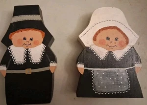 Bemalte Pilger Erntedankdeko aus Holz - Bild 1 von 1