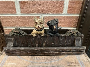 1930s Chalkware Dog Wall Letter Caddy Rustic Wood Mail Holder Farmhouse Decor  - Picture 1 of 11