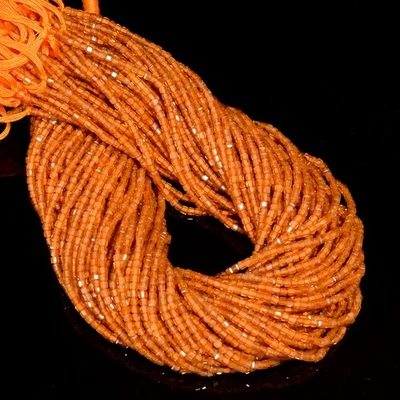 Caja de piedras preciosas granate hessonita natural cuentas facetadas 2,5-3 mm hilo 12,5" 505 Foto 1 de 2