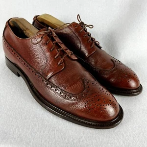VTG 60s 70s Dehner 9C brown pebble grain oxford wingtip shoes handmade USA - Picture 1 of 10