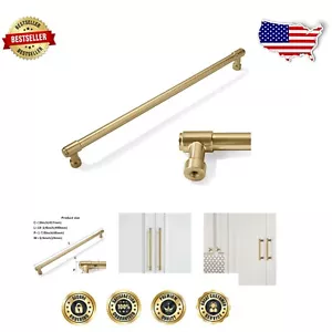 Durable Brass Cabinet Handles - 18 Inch Brushed Gold Pulls for Easy Install - Picture 1 of 8