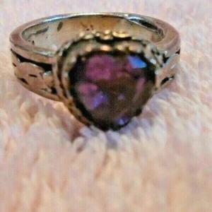 Sterling Silver Ring .925 Rose France Amethyst Ring, Size 5 1/4 - Picture 1 of 5