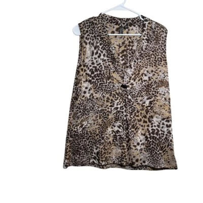 Relativity Blouse Women's XL Cheetah Animal Print Sleeveless Printed Tank Top - Image 1 of 4