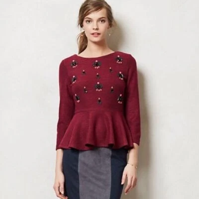 NWOT Anthropologie Dolce Vita Gem Drop Peplum Top Medium - Image 1 of 4