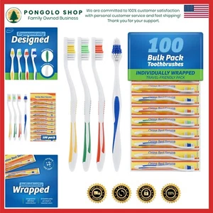 Bulk Toothbrush Set - 100 Classic Medium Soft Toothbrushes for Family and Travel - Picture 1 of 9