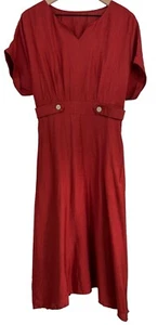 SHEIN L LG Large Womens Maxi Dress V Neck Button Short Sleeve Terracotta Red - Picture 1 of 8