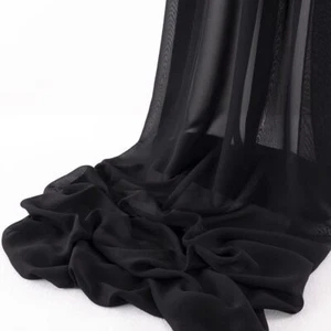 Black 5-Yard Chiffon Fabric Roll 60-Inch Wide for Halloween Party Drapes DIY - Picture 1 of 6