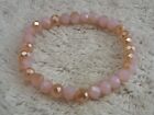 Pink Peach Crystal Bead Stretch Bracelet (A67)