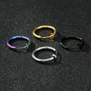 1Pair Uomo Donna Acciaio Inox Clip Finto Piercing Molla Orecchini a Cerch ♪ - Foto 1 di 16
