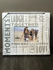Malden Moments Laugh Together White 4 x 5 Picture Frame Beach Cottage Chic - Picture 1 of 7