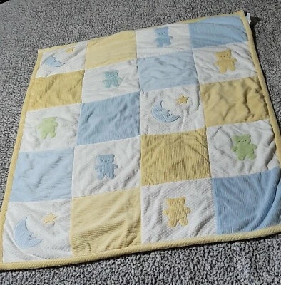 Новый с Ярлыками Carter's винтажный медведь звезда луна Chenille Gingham Baby одеяло 33 X 42 - Изображение 1 из 3