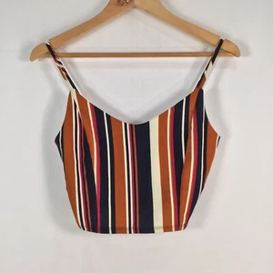 Papaya womens cami tank top size 8 multicolour striped sleeveless Vneck 043008 - Picture 1 of 9