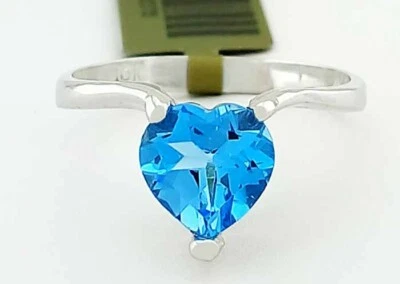 ANILLO SOLITARIO TOPACIO AZUL GENUINO DE 3,10 quilates oro 10K - Valoración de certificado gratuita Foto 1 de 4