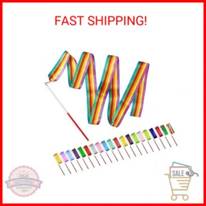 20 PCS 6. 6Ft Gymnastics Ribbon Multi-Colored Dance Ribbon Streamers for Kids Ar - Picture 1 of 2