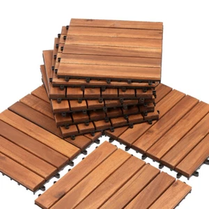 Holzfliesen Terrassenfliesen Fliesen Platten Klickfliesen 30x30cm 11-110pcs - Bild 1 von 11