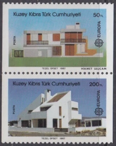 TURKEY CYPRUS Sc #205a CPL MNH PAR de LIBRO - EUROPA 1987, ARQUITECTURA - Imagen 1 de 1