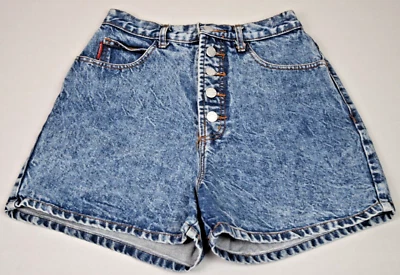 Vintage Jean Shorts Bongo Size 24 80s Stone Wash High Waist Button Fly Made USA - Image 1 of 4